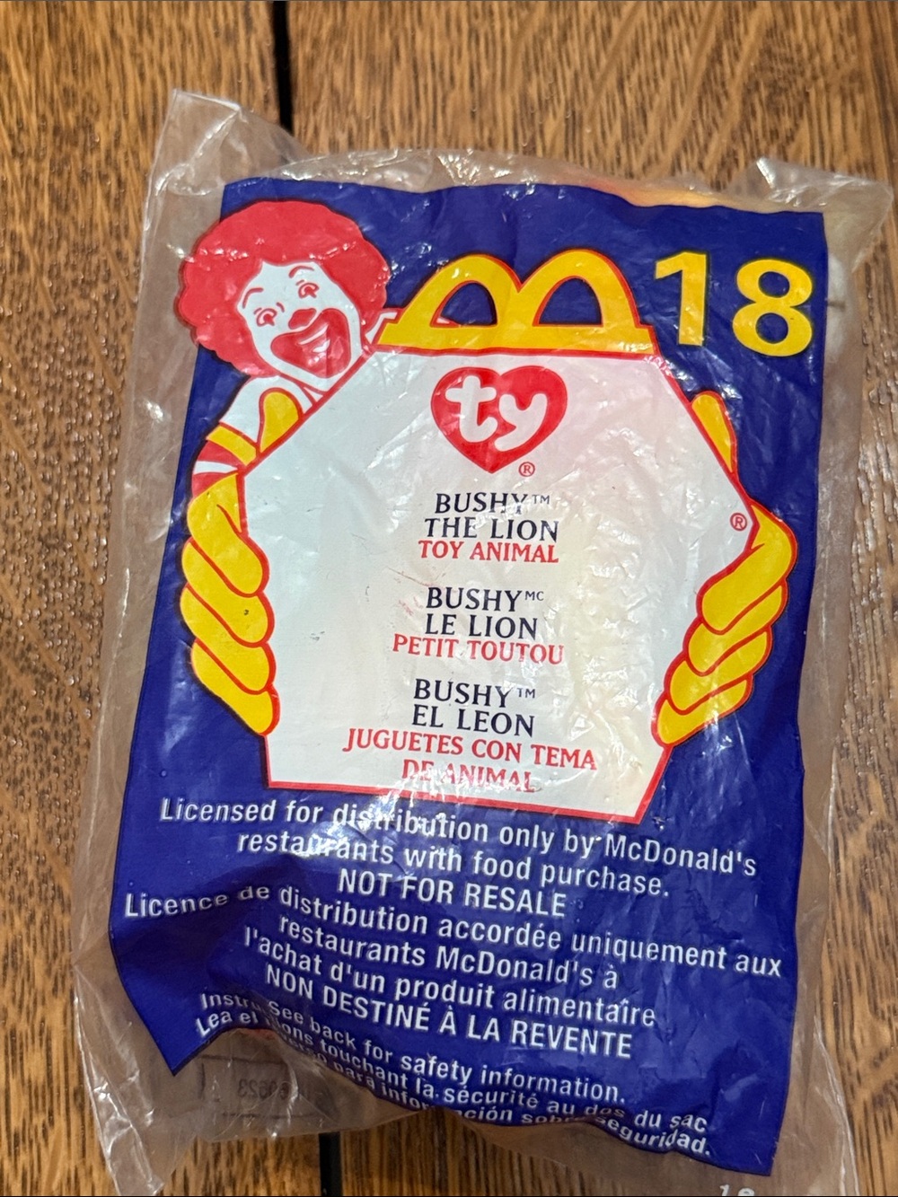 Ty Bushy the Lion McDonald's Packaging – Red/Yellow/Blue